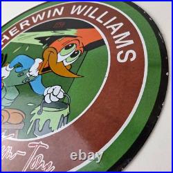 Vintage Sherwin Williams Sign Paint Brush Painting Porcelain Gas Oil Pump Sign Vintage Sherwin Williams Sign Paint Brush Painting Porcelain Gas Oil Pump Sign