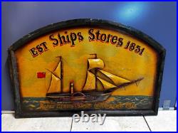Vintage Ships Stores Shipping Company 1851, 3-D Hand Crafted, Hand Painted Sign