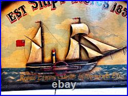 Vintage Ships Stores Shipping Company 1851, 3-D Hand Crafted, Hand Painted Sign