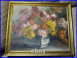 Vintage Shirley Green Still Life With Flowers Oil Painting Signed/Framed