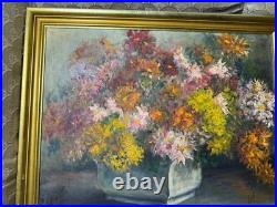 Vintage Shirley Green Still Life With Flowers Oil Painting Signed/Framed