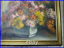 Vintage Shirley Green Still Life With Flowers Oil Painting Signed/Framed