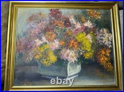 Vintage Shirley Green Still Life With Flowers Oil Painting Signed/Framed