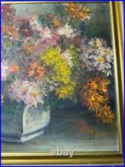 Vintage Shirley Green Still Life With Flowers Oil Painting Signed/Framed