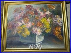 Vintage Shirley Green Still Life With Flowers Oil Painting Signed/Framed