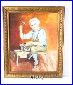 Vintage Shoemaker Oil Painting Old Professions Signed Cureton
