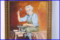 Vintage Shoemaker Oil Painting Old Professions Signed Cureton