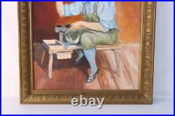 Vintage Shoemaker Oil Painting Old Professions Signed Cureton