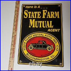 Vintage Sign STATE FARM MUTUAL AGENT Double Sided Painted Insurance Fire Life