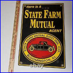 Vintage Sign STATE FARM MUTUAL AGENT Double Sided Painted Insurance Fire Life