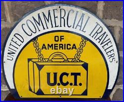 Vintage Sign United Commercial Travelers Painted Metal Single Side