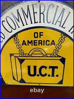 Vintage Sign United Commercial Travelers Painted Metal Single Side