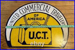 Vintage Sign United Commercial Travelers Painted Metal Single Side