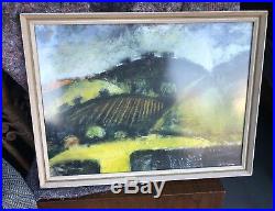 Vintage Signed(1974) British Abstract Watercolour Landscape Painting Retro