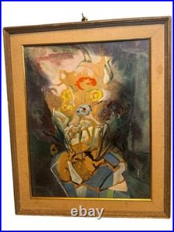 Vintage Signed Barnes Abstract Expressionist Portrait Oil Painting 35 X 29