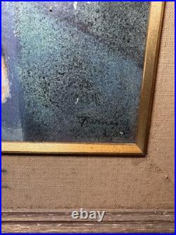 Vintage Signed Barnes Abstract Expressionist Portrait Oil Painting 35 X 29