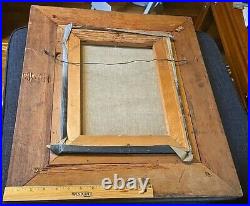 Vintage Signed Dutch Windmill Painting on Canvas in Cool Ornate Heavy Wood Frame
