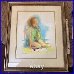 Vintage Signed Framed Abstract Sel Gross Painting / Child Drawing or Coloring