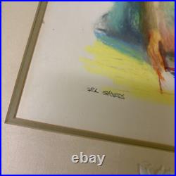 Vintage Signed Framed Abstract Sel Gross Painting / Child Drawing or Coloring