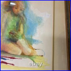 Vintage Signed Framed Abstract Sel Gross Painting / Child Drawing or Coloring