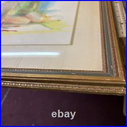 Vintage Signed Framed Abstract Sel Gross Painting / Child Drawing or Coloring