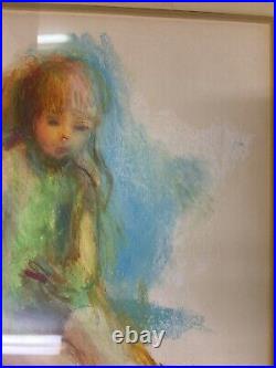 Vintage Signed Framed Abstract Sel Gross Painting / Child Drawing or Coloring