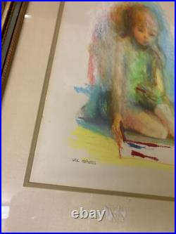 Vintage Signed Framed Abstract Sel Gross Painting / Child Drawing or Coloring
