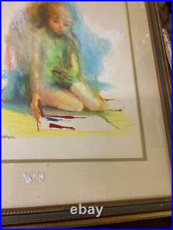 Vintage Signed Framed Abstract Sel Gross Painting / Child Drawing or Coloring