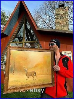 Vintage Signed Framed Al Mohler Art Painting Lg Buck Deer Scene 28x22 nice one