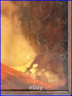 Vintage Signed Framed Angelo Asti Victorian Woman In Red Painting Reproduction