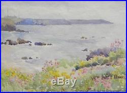 Vintage Signed Framed Listed Painting Early California Seascape Wm Swift Daniell