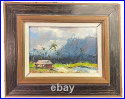 Vintage Signed Framed Painting Viki Snyder Hawaii 1970s Oahu Nature Mountain