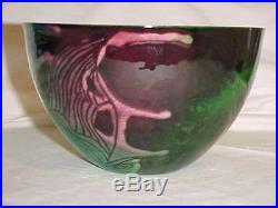 Vintage Signed Jean Tudor Modern Enamel Copper Art Bowl Modernist Fish Painting