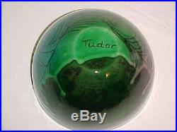 Vintage Signed Jean Tudor Modern Enamel Copper Art Bowl Modernist Fish Painting