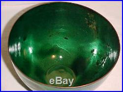 Vintage Signed Jean Tudor Modern Enamel Copper Art Bowl Modernist Fish Painting