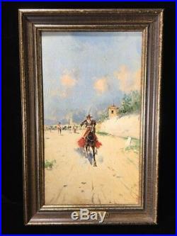 Vintage Signed L. Ruiz Oil Painting Mexico Spain Vaquero Caballero Gaucho