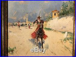 Vintage Signed L. Ruiz Oil Painting Mexico Spain Vaquero Caballero Gaucho