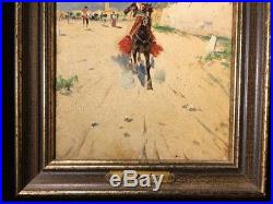 Vintage Signed L. Ruiz Oil Painting Mexico Spain Vaquero Caballero Gaucho