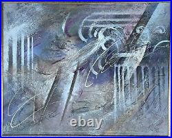 Vintage Signed Large Abstract MCM Pastel JERI LEDBETTER Oil Painting On Canvas
