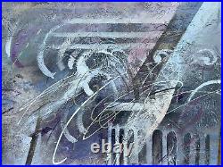 Vintage Signed Large Abstract MCM Pastel JERI LEDBETTER Oil Painting On Canvas