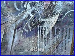 Vintage Signed Large Abstract MCM Pastel JERI LEDBETTER Oil Painting On Canvas