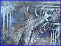 Vintage Signed Large Abstract MCM Pastel JERI LEDBETTER Oil Painting On Canvas
