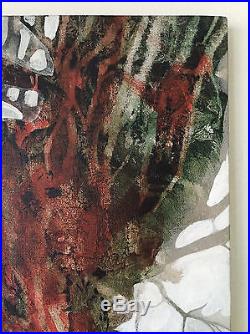 Vintage Signed Mid Century Modern Abstract Acrylic On Canvas Painting Mandziuk