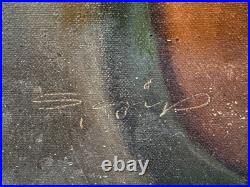 Vintage Signed Oil Painting Asian Elder Woman Threading A Needle Art Restoration