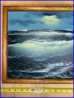 Vintage Signed Oil Painting Ocean Sea Waves Hampton Framed White Dove Gallery
