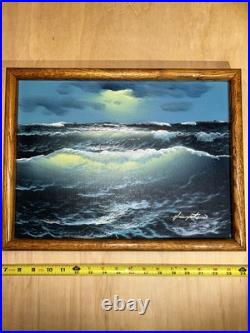 Vintage Signed Oil Painting Ocean Sea Waves Hampton Framed White Dove Gallery