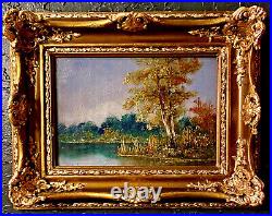 Vintage Signed Original Oil on Board Post-Impressionist Landscape Painting