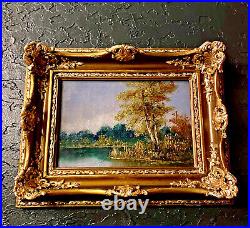 Vintage Signed Original Oil on Board Post-Impressionist Landscape Painting