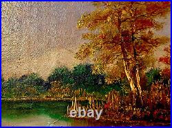 Vintage Signed Original Oil on Board Post-Impressionist Landscape Painting