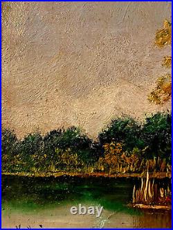 Vintage Signed Original Oil on Board Post-Impressionist Landscape Painting